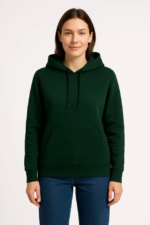 Üç İplik Kapüşonlu Kanguru Çepli SweatShirt Hoodie - Haki - Görsel 3
