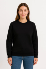 Üç İplik Düz Bisiklet Yaka SweatShirt  - Siyah - Görsel 3