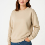 Üç İplik Düz Bisiklet Yaka SweatShirt - Bej