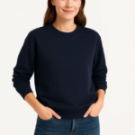 Üç İplik Düz Bisiklet Yaka SweatShirt - Lacivert