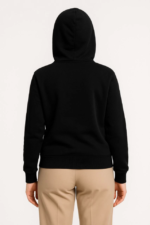 Üç İplik Kapüşonlu Tam Fermuarlı Kanguru Çepli SweatShirt Hoodie - Siyah - Görsel 3