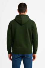 Erkek Üç İplik Kapüşonlu Tam Fermuarlı Kanguru Çepli SweatShirt Hoodie - Haki - Görsel 2