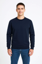 Erkek Üç İplik Düz Bisiklet Yaka SweatShirt - Lacivert - Görsel 2