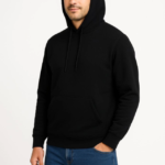 Erkek Üç İplik Kapüşonlu Kanguru Cepli SweatShirt Hoodie - Siyah