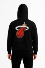 Üç İplik Kapüşonlu Ön Ve Arka Baskılı SweatShirt Hoodie - Siyah - Görsel 3