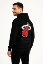 Üç İplik Kapüşonlu Ön Ve Arka Baskılı SweatShirt Hoodie - Siyah - Görsel 4