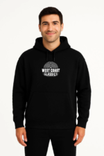 Erkek Üç İplik Kapüşonlu Ön Ve Arka Baskılı SweatShirt Hoodie - Siyah - Görsel 2