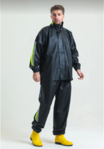 Premium Motorcu Kurye Yağmurluk Takım Su Geçirmez PVC Kumaş Reflektörlü TÜBİTAK Onaylı - Siyah - Görsel 2