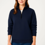 Üç İplik Dık Yaka Yarım Fermuarlı SweatShirt - Lacivert