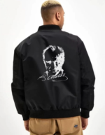 Unisex Uzun Kol Baskılı Bomber Ceket - Siyah - Görsel 2