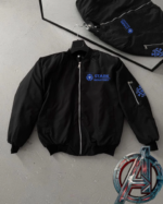 Tam Kalıp Uzun Kol Baskılı Bomber Ceket - Siyah - Görsel 4