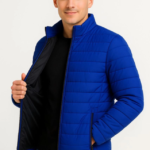 Erkek Bomber Mont Ceket – Su İtici Kumaş, Kapitone Astarlı, Fermuarlı, Kışlık - Saks Mavisi