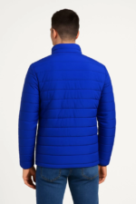 Erkek Bomber Mont Ceket – Su İtici Kumaş, Kapitone Astarlı, Fermuarlı, Kışlık - Saks Mavisi - Görsel 3