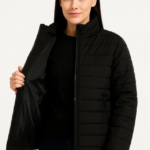 Bomber Mont Ceket – Su İtici Kumaş, Kapitone Astarlı, Fermuarlı, Kışlık - Siyah