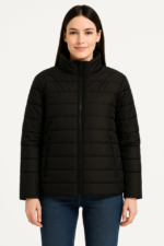 Bomber Mont Ceket – Su İtici Kumaş, Kapitone Astarlı, Fermuarlı, Kışlık - Siyah - Görsel 4