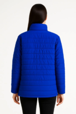 Bomber Mont Ceket – Su İtici Kumaş, Kapitone Astarlı, Fermuarlı, Kışlık - Saks Mavisi - Görsel 3