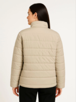 Bomber Mont Ceket – Su İtici Kumaş, Kapitone Astarlı, Fermuarlı, Kışlık - Bej - Görsel 2