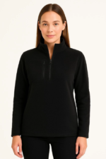 Polar Kazak – Dik Yaka, Yarım Fermuarlı, Fermuarlı Göğüs Cepli, Siyah Biyeli, Kışlık Rahat Regular Fit Günlük Model - Siyah - Görsel 4