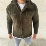 Erkek Pelüş Polar Hırka Gömlek – Yakalı, İlik Düğmeli, Göğüs Cepli, Yumuşak Dokulu Kışlık Regular Fit Rahat Günlük Model - Haki - Görsel 2