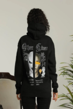 Oversize Üç İplik Kapüşonlu Sweatshirt – Siyah “Other Lives” Ön Ve Arka Baskılı, Şardonlu Kışlık, Rahat Günlük Model Siiyah - Görsel 2