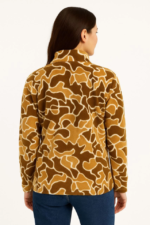 KADIN Yarım Fermuarlı Desenli Polar Sweat Yakalı, Uzun Kollu, Oversize Rahat Kalıp - Kahverengi - Görsel 2