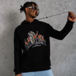 Erkek Oversize Kapüşonlu Sweatshirt – Siyah Renk Üç İplik İçi Pamuklu Kanguru Cepli Baskılı Hoodie Rahat Kalıp Kışlık Günlük Kombinlere Uygun - Siyah