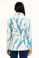 Tam Fermuarlı Desenli Polar Sweat Lightning Desen Yakalı, Uzun Kollu, Oversize Rahat Kalıp - Beyaz - Görsel 3