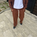 Erkek Fitilli Kadife Cepli Buggy Pantolon Oversize Rahat Kalıp - Kahverengi - Görsel 3