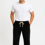 Erkek Fitilli Kadife Cepli Buggy Pantolon Oversize Rahat Kalıp - Siyah