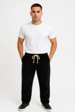 Erkek Fitilli Kadife Cepli Buggy Pantolon Oversize Rahat Kalıp - Siyah