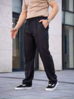 Erkek Keten Cepli Çıma Dikişli Jogger Buggy Pantalon Rahat Kalıp - Siyah - Görsel 3