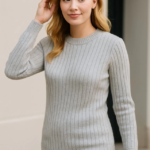 Bisiklet Yuvarlak Yaka Triko Kazak Pamuklu Kalın Fitilli Dokuma, Regular Fit Uzun Kollu Kışlık Model - Gri