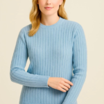 Bisiklet Yuvarlak Yaka Triko Kazak Pamuklu Kalın Fitilli Dokuma, Regular Fit Uzun Kollu Kışlık Model - Bebe Mavisi