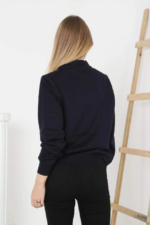 Yarım Boğaz Triko Kazak Yumuşak Dokulu Pamuklu Ince Dokuma, Uzun Kollu Rahat Regular Kalıp - Siyah - Görsel 2