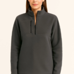 Polar Kazak – Dik Yaka, Yarım Fermuarlı, Fermuarlı Göğüs Cepli, Siyah Biyeli, Kışlık Rahat Regular Fit Günlük Model - Füme