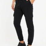 Erkek Siyah Jogger Eşofman Altı Rahat Kalıp, Kargo Cepli, Lastikli Paça, Günlük Spor Pantolon - Siyah