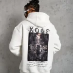 Erkek Baskılı Kapüşonlu Sweat - Beyaz