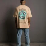 Erkek Sırt Baskılı T-shirt - Bej