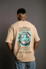 Erkek Sırt Baskılı T-shirt - Bej - Görsel 3