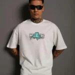 Erkek Sırt Baskılı T-shirt - Beyaz