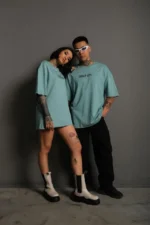 Erkek Oversize Baskılı Tişört – Golf GTI Retro Araba Desenli, Ön - Arka Dijital Baskı, Sokak Modası Stil - Mint Yeşili - Görsel 4