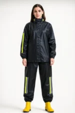 Premium Motorcu Kurye Yağmurluk Takım Su Geçirmez PVC Kumaş Reflektörlü TÜBİTAK Onaylı - Siyah - Görsel 4