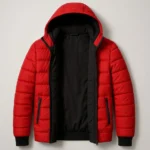 Erkek Şişme Kapüşonlu Fermuarlı Mont Su Itici Kapitone Astarlı Kumaş Cepli Kışlık Rahat Kalıp - Kırmızı - Görsel 4