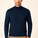 Erkek Yarım Boğaz Triko Kazak Yumuşak Dokulu Pamuklu Ince Dokuma, Uzun Kollu Rahat Regular Kalıp - Lacivert