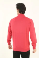 Erkek Yarım Boğaz Triko Kazak Yumuşak Dokulu Pamuklu Ince Dokuma, Uzun Kollu Rahat Regular Kalıp - Pembe - Görsel 3