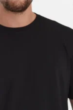 Erkek 24/1 Düz A Kalite Oversize T-shirt - Siyah - Görsel 2