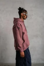 Erkek Maske Baskılı Kapüşonlu Sweat - Gül Kurusu - Görsel 4