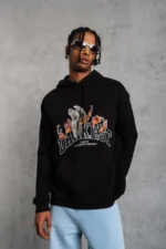 Erkek DANKES Baskılı Kapüşonlu Sweat - Siyah - Görsel 4