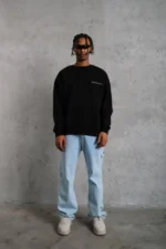 Erkek Baskılı Sweat - Siyah - Görsel 3