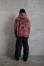 Erkek SCHOOL BOY Baskılı Kapüşonlu Sweat - Gül Kurusu - Görsel 3